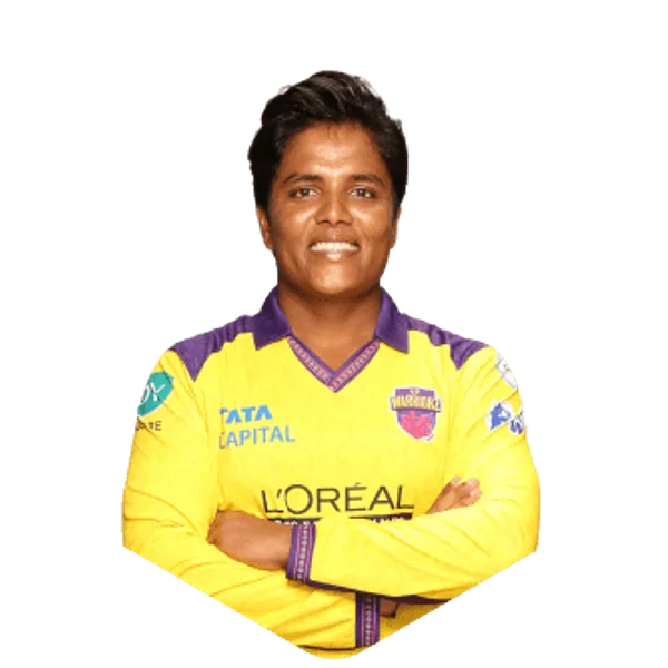 Kiran Navgire portrait in Official UP Warriorz 2026 squad shirt
