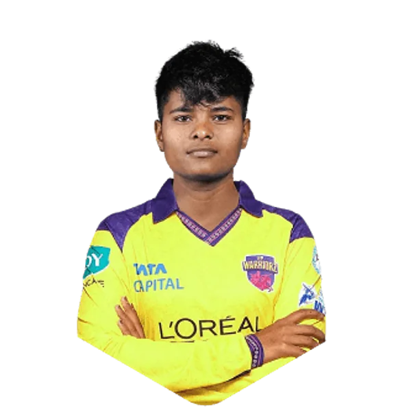 Kranti Goud portrait in Official UP Warriorz 2026 squad shirt
