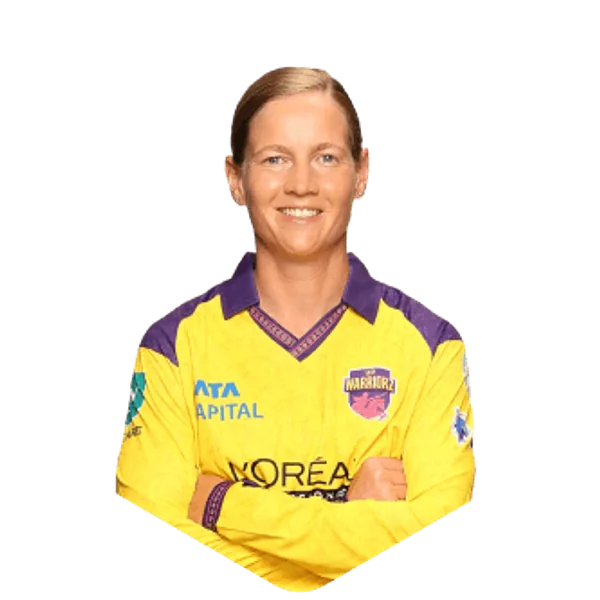 Meg Lanning portrait in Official UP Warriorz 2026 squad shirt