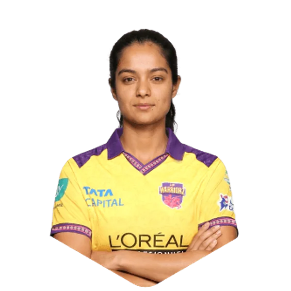 Pratika Rawal portrait in Official UP Warriorz 2026 squad shirt