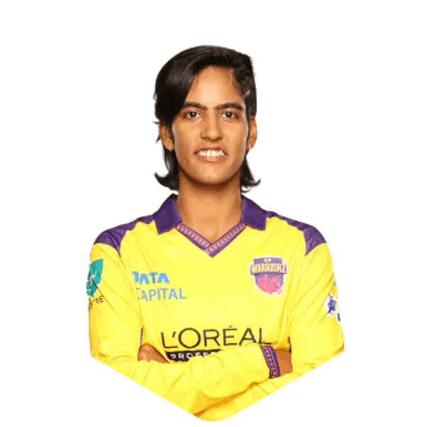 Shweta Sehrawat portrait in Official UP Warriorz 2026 squad shirt
