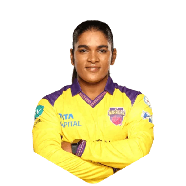 Simran Shaikh portrait in Official UP Warriorz 2026 squad shirt