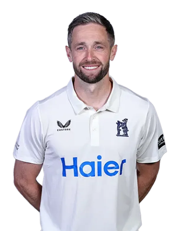 Chris Woakes portrait in Official Warwickshire men's squad shirt
