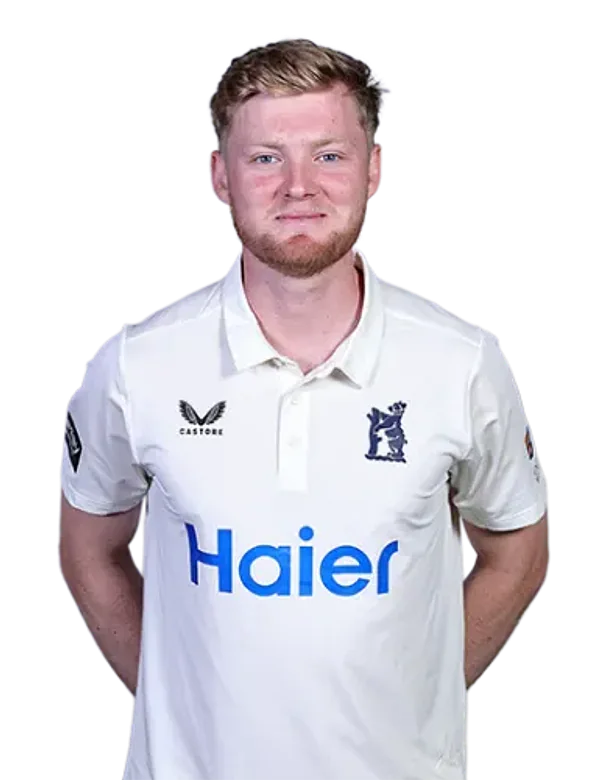 Dan Mousley portrait in Official Warwickshire men's squad shirt