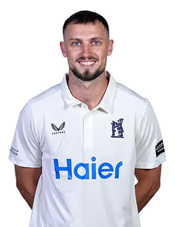 Ed Barnard portrait in Official Warwickshire men's squad shirt
