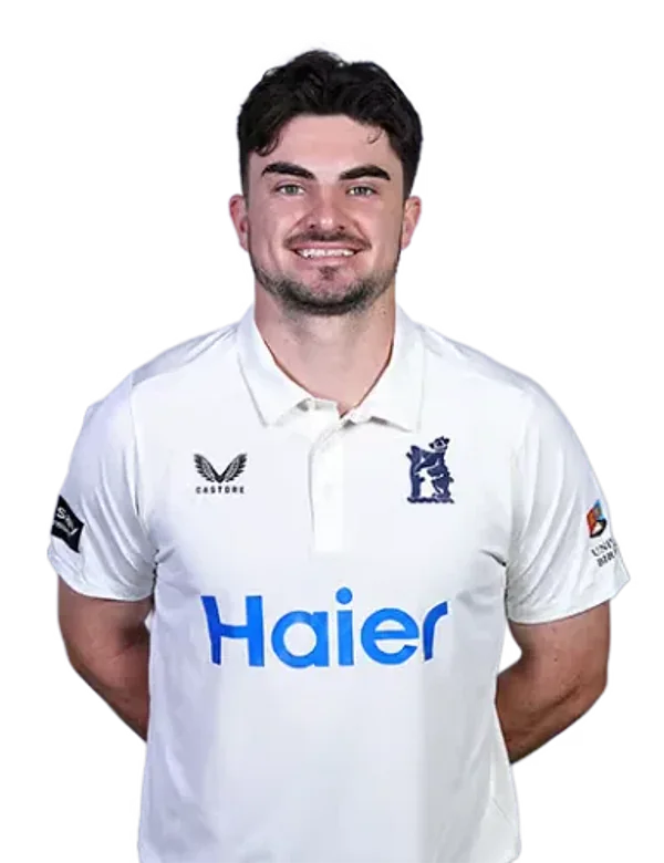 Jordan Thompson portrait in Official Warwickshire men's squad shirt