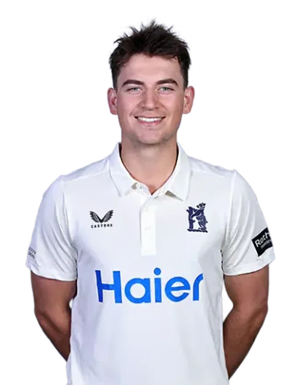 Kai Smith portrait in Official Warwickshire men's squad shirt