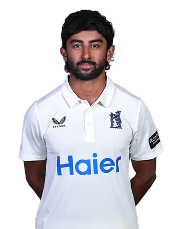 Zen Malik portrait in Official Warwickshire men's squad shirt